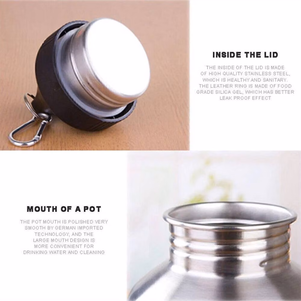 NESTLUNE 2-Piece Stainless Steel Large Mouth Water Bottle Set in Silver, 2 L – 4