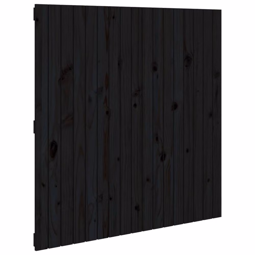 Berkfield Home Black Solid Wood Pine Wall Headboard, W: 108 cm, D: 3 cm, H: 110 cm – 3