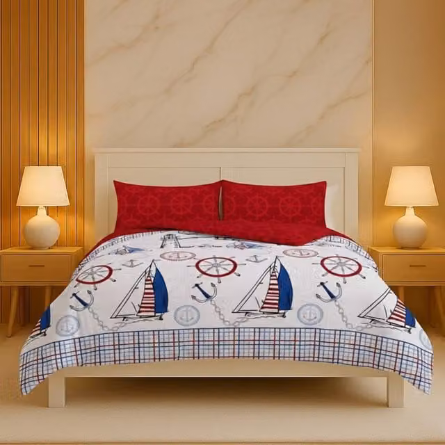 Snug City Pirate Adventure Duvet Cover Set with Pillowcases, Red and Multicolour, 200 x 200 cm – 1