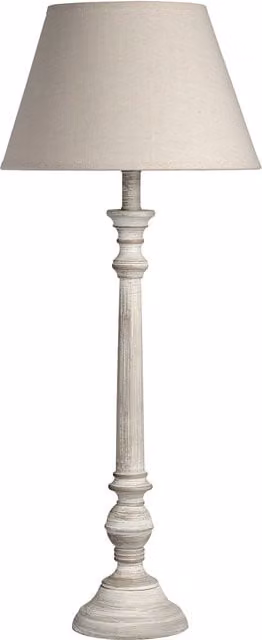Love Lace Leptis Magna Table Lamp in Beige and White Wood with Fabric Shade