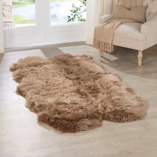 Native Natural Organic Quad Sheepskin Rug in Brown