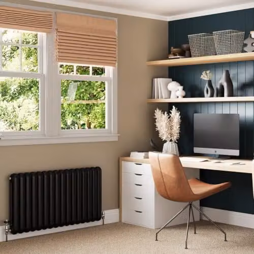 UK Radiators Sherwood Black Round Top Column Radiator, W: 113.2 cm, H: 60 cm – 3
