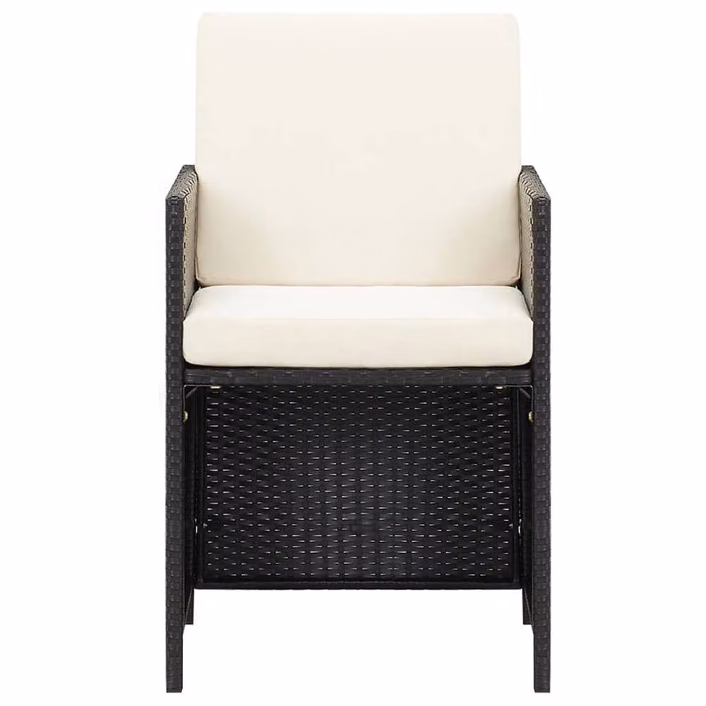 Berkfield Home Set of 4 Black Poly Rattan Garden Dining Chairs with Cushions – 3