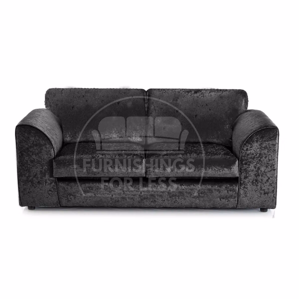 Furnishings For Less UK Crystal Crushed Velvet 3 Piece Sofa Suite in Black, including 3 Seater Sofa, 2 Seater Sofa and Armchair – 2