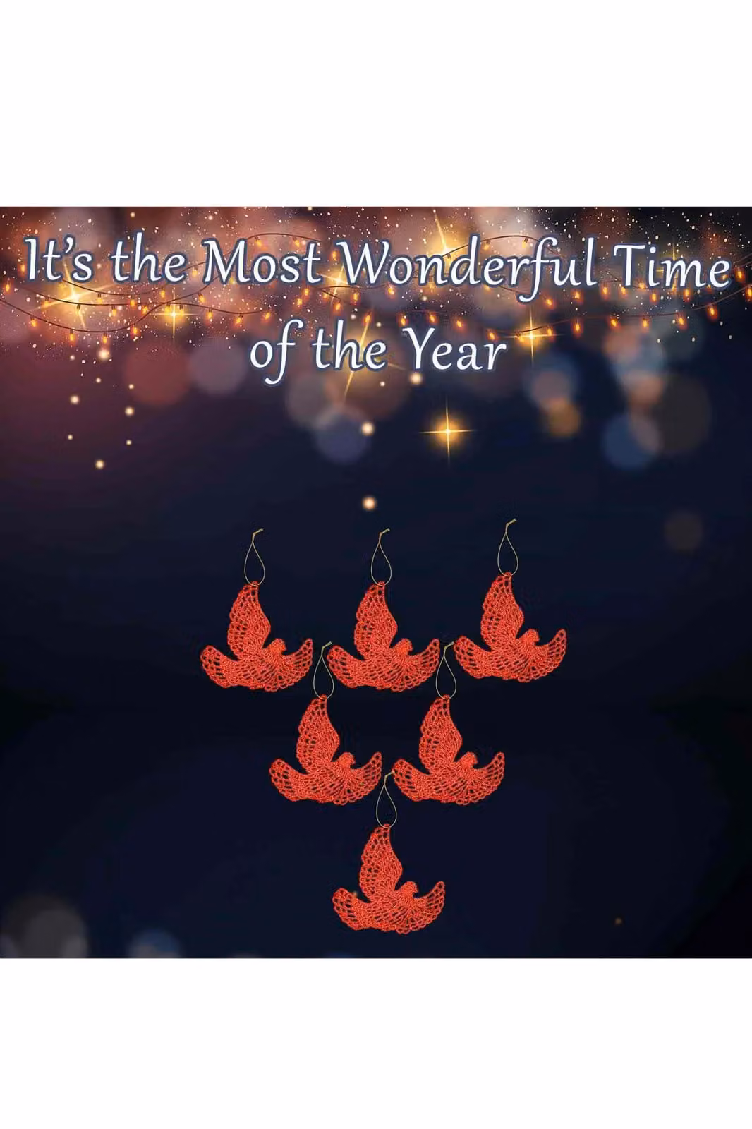VFM e-Store Red Glitter Hanging Dove Christmas Tree Decorations, Pack of 6, W/D/H: 20 x 11.5 x 2 cm – 2