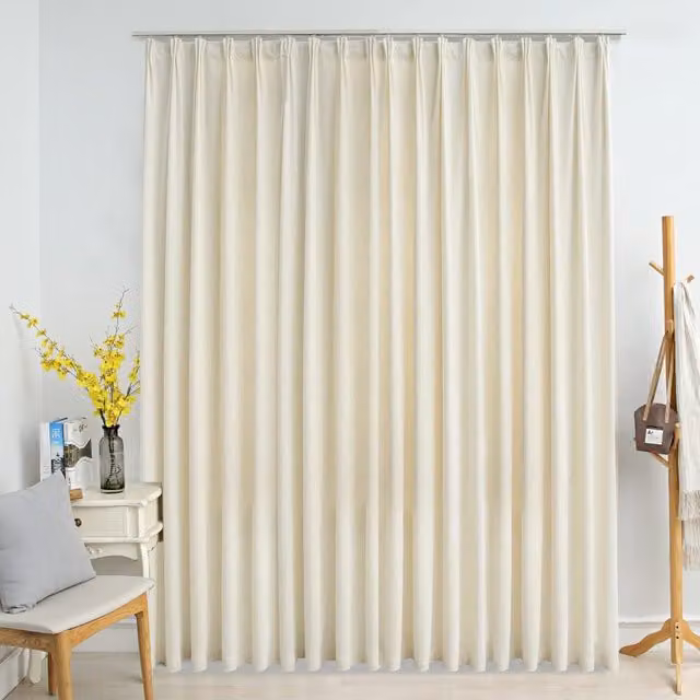 Berkfield Home Velvet Blackout Curtain in Cream with Hooks, W: 290 cm, H: 245 cm