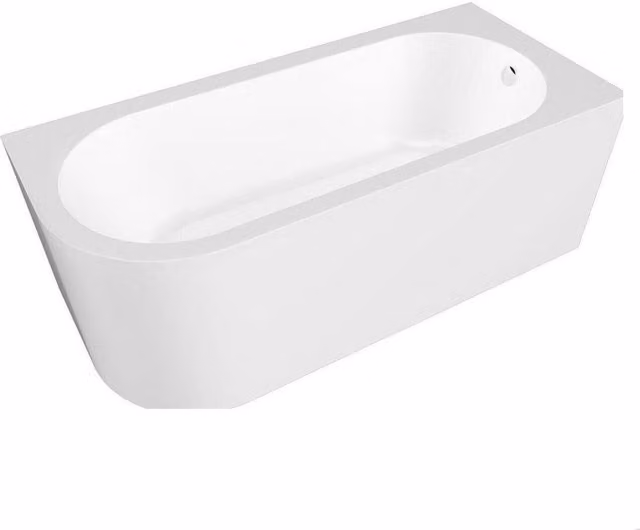 Balterley Right Hand Curved Oval Acrylic Bath with Legs and Apron Panel, White, W: 160 cm, D: 72.5 cm, H: 60 cm