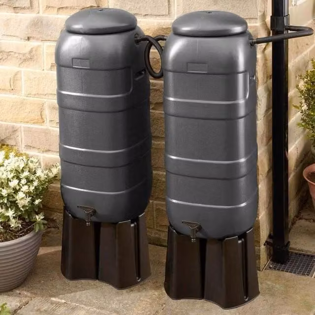 EvenGreener Mini Rainsaver 100 Litre Double Water Butt Kit in Anthracite Grey