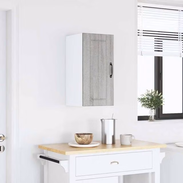 Berkfield Home Lucca Grey Sonoma Kitchen Wall Cabinet with Glass Doors