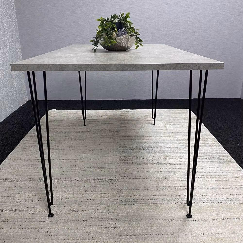 KOSY KOALA Modern Rectangular Dining Table with Metal Hairpin Legs in Grey and Brown, W: 140 cm, D: 80 cm, H: 75 cm – 3