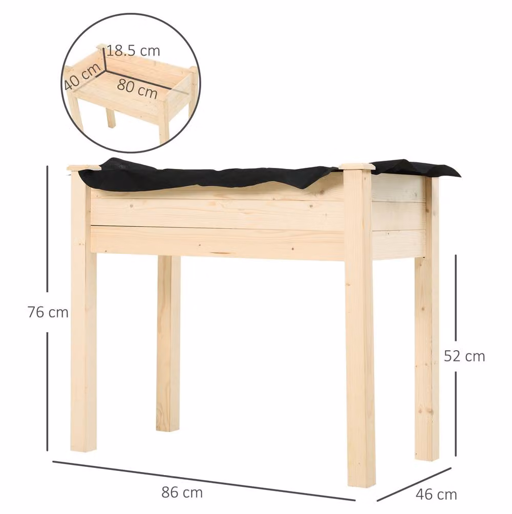 STILVORA Wooden Raised Bed Planter in Sand or Beige, Width: 86 cm, Depth: 46 cm – 3