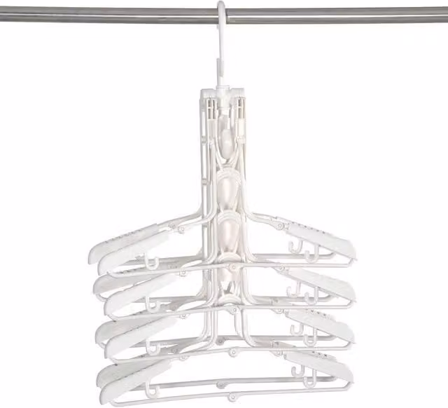 KORVIXA Non-Slip Folding Plastic Coat Hangers in White with Swivel Hook – 1