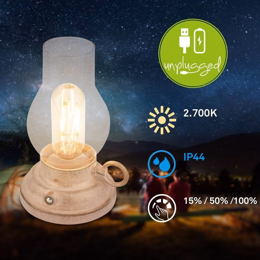 BRILONER Antique Style Rechargeable LED Tabletop Lantern, Beige – 3