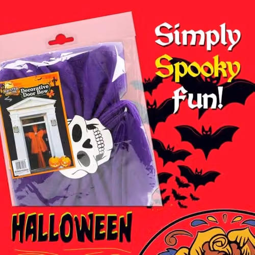 VFM e-Store Purple Halloween Hanging Door Bow with Skull Decorations – 7