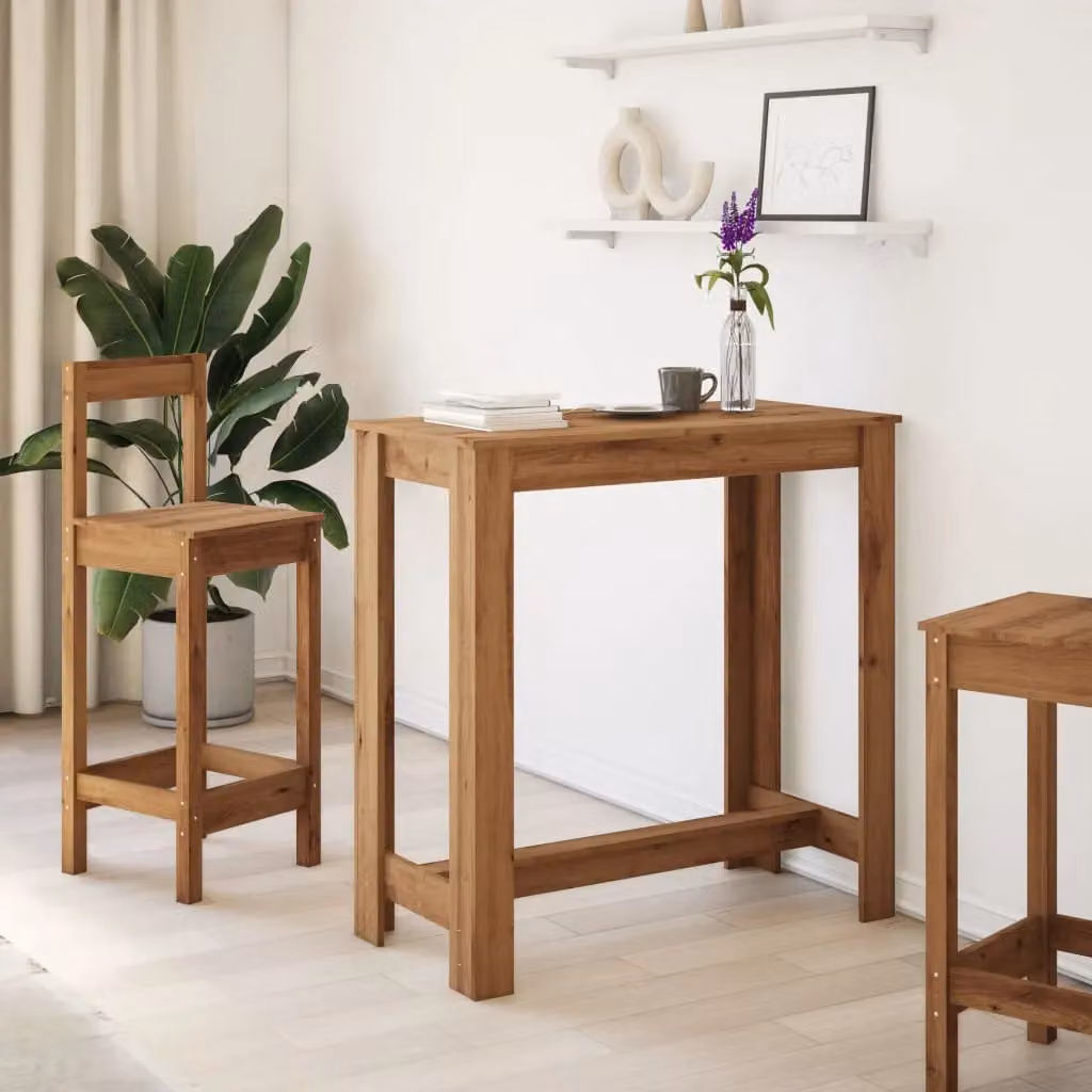 Berkfield Home Artisan Oak Bar Table in Brown, W/D/H: 102 x 50 x 103.5 cm – 3