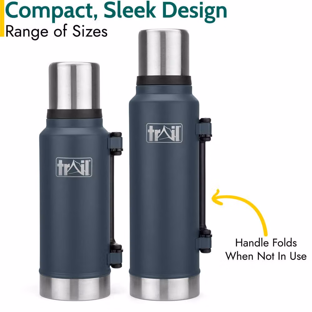 Trail Stainless Steel Vacuum Flask with Carry Handle, 1000 ml, Dark Grey – 5