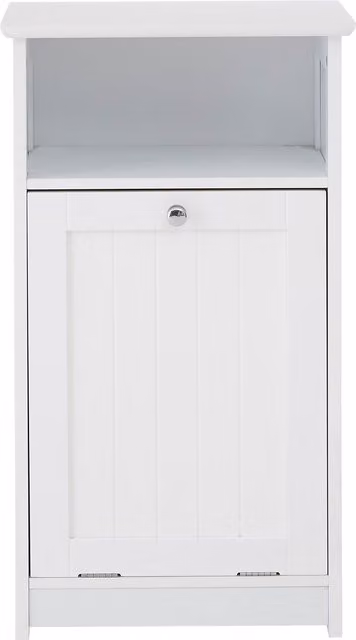 Orsina Slim White Storage Floor Cabinet with Hinged Doors and Open Shelf, W/D/H: 30 x 40 x 70 cm