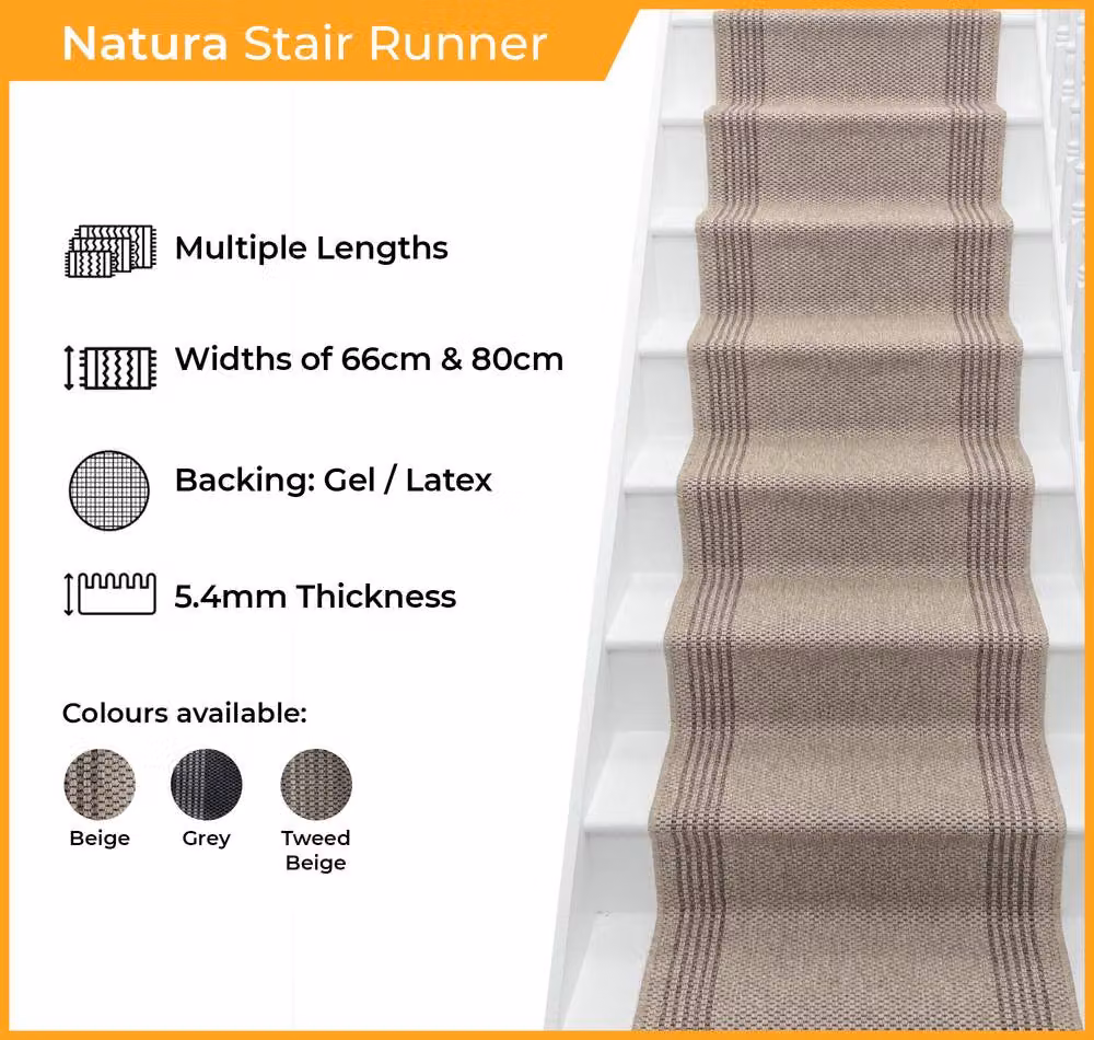 runrug Hardwearing Non-Slip Stair Runner Rug in Grey, W: 66 cm, L: 480 cm – 4