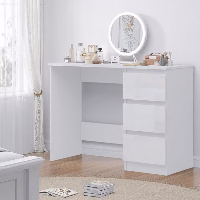 FWStyle Scandinavian Design 3 Drawer Dressing Table in White Gloss