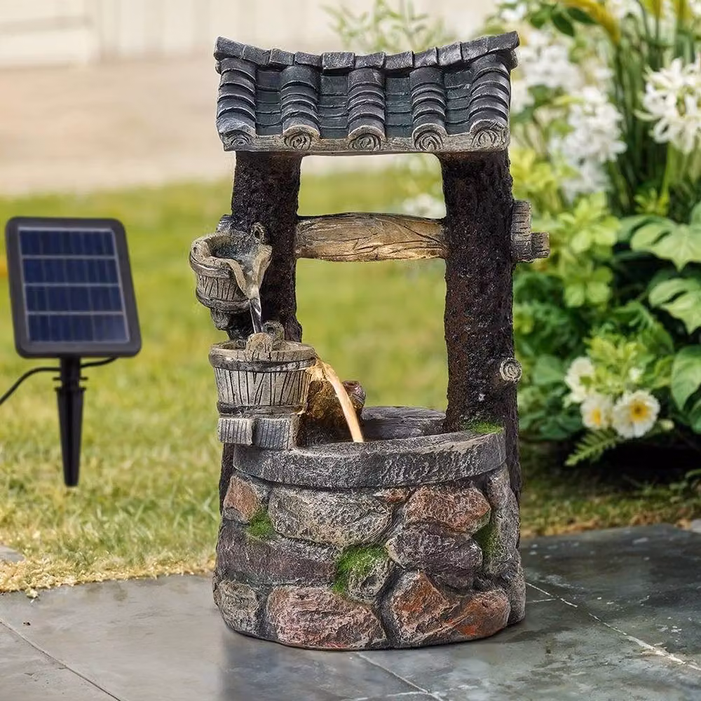 Kelvenix Bronze Solar Wishing Well Outdoor Water Fountain, W/D/H: 46 x 46 x 26 cm – 3