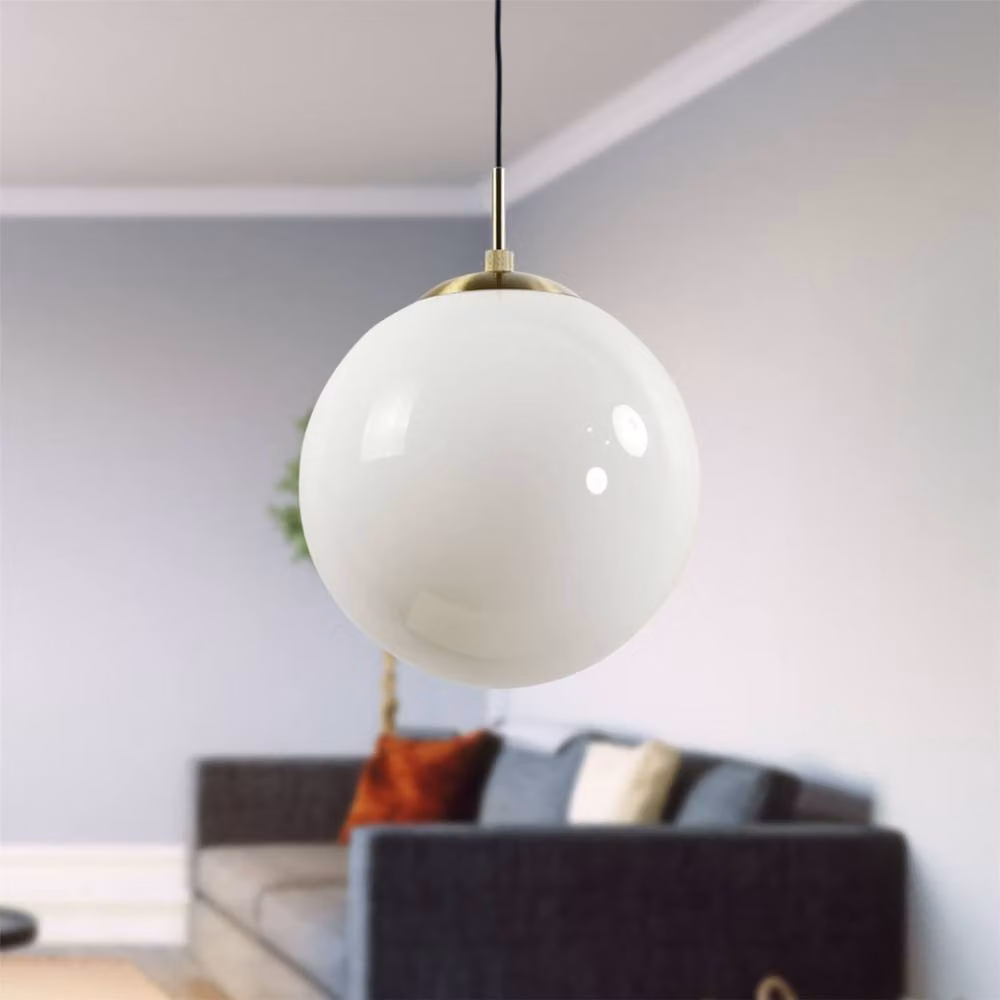 First Choice Lighting Grosvenor Modern Pendant Light with Gold Brass Finish and White Glass Sphere – 2