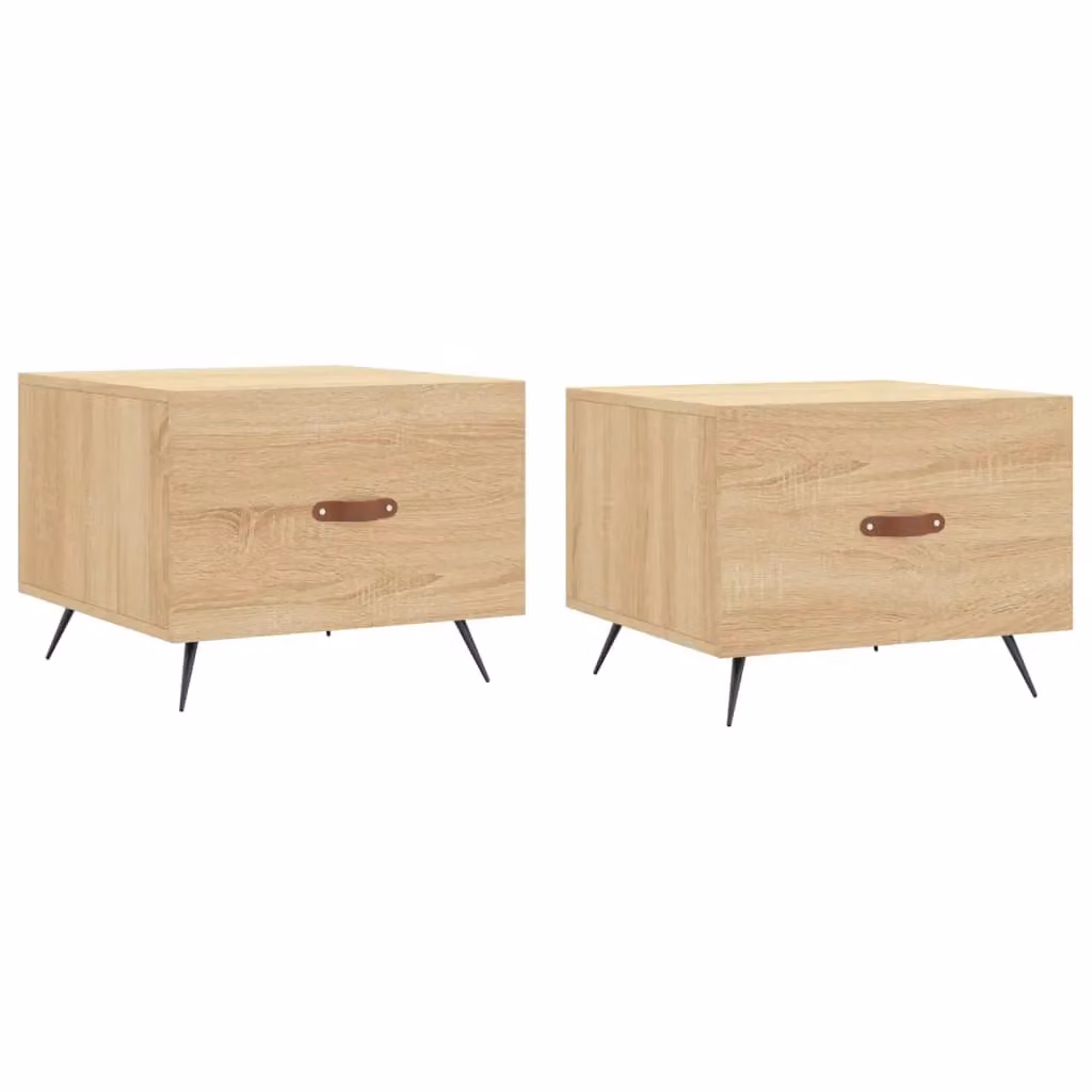 Berkfield Home Set of 2 Sonoma Oak Coffee Tables, Brown, W/D/H: 50 x 50 x 40 cm – 2