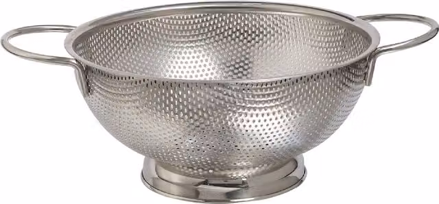 Buckingham Silver Fine Mesh Round Footed Colander Strainer with Handles, 22.5 cm