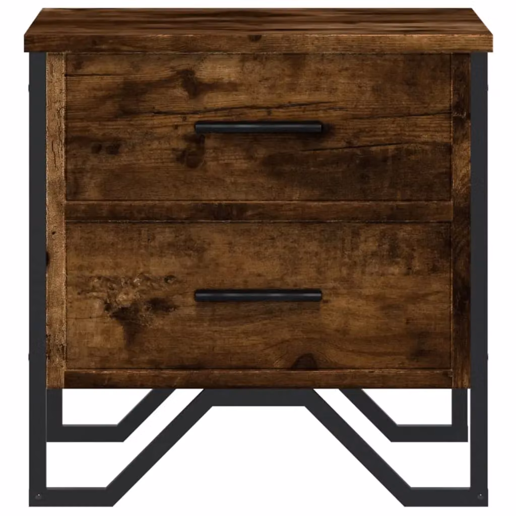 Berkfield Home Set of 2 Modern Bedside Cabinets in Smoked Oak Brown, W/D/H: 40 x 41 x 40 cm – 4