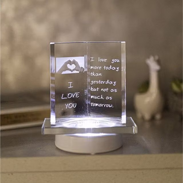 Marco Paul Sentimental Love Glass Book Plaque with LED Light, Clear