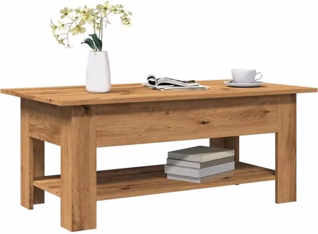 Berkfield Home Artisan Oak Coffee Table in Brown, W/D/H: 102 x 55 x 42 cm – 1