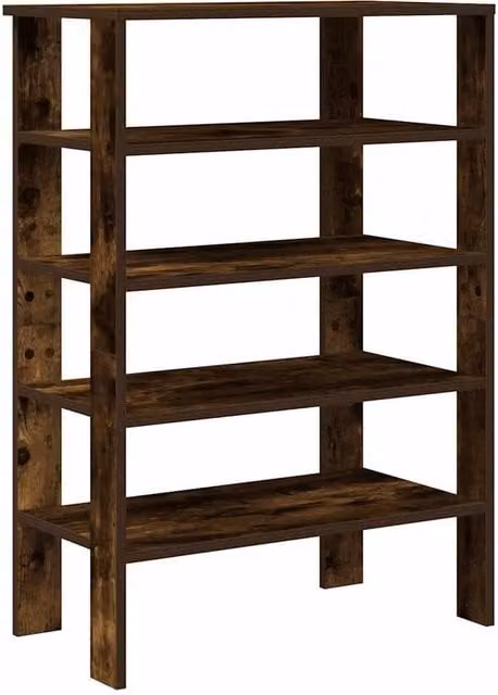 Berkfield Home Smoked Oak Shoe Rack, Brown, W/D/H: 61 x 32 x 87.5 cm
