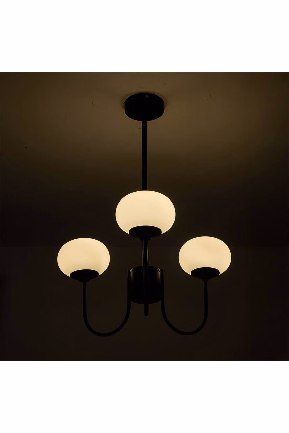 Living and Home 3-Light Mid-Century Glass and Metal Pendant Light Chandelier in Black – 3
