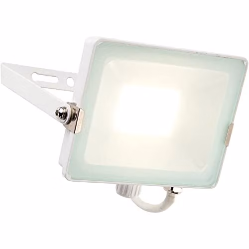 Loops 30W LED Outdoor Waterproof Floodlight, Cool White, Matt White Aluminium and Glass, IP65 Rated, Wall Mounted