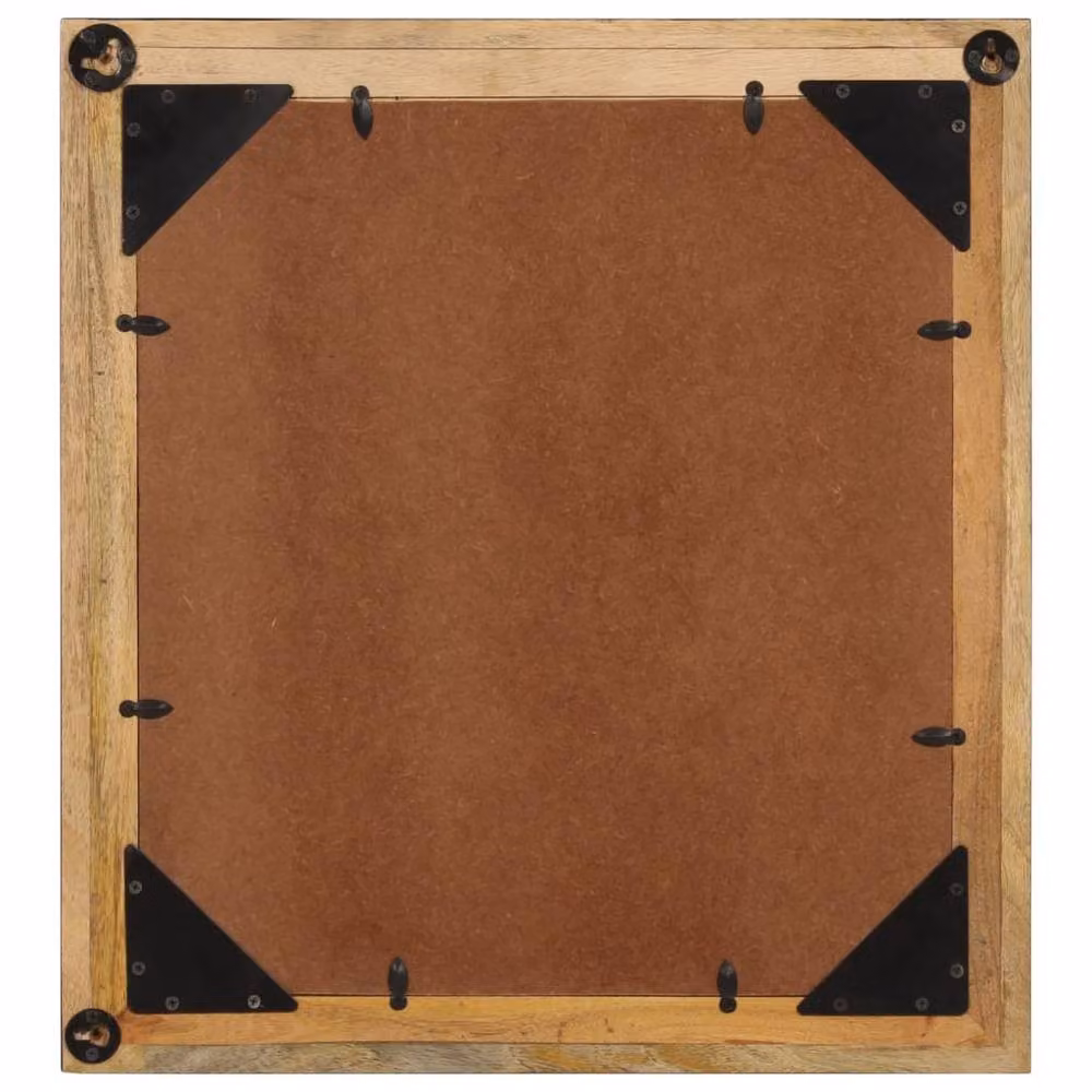 Berkfield Home Rectangular Wall Bathroom Mirror in Brown with Glass and Solid Wood, W: 55 cm, D: 1 cm, H: 60 cm – 3