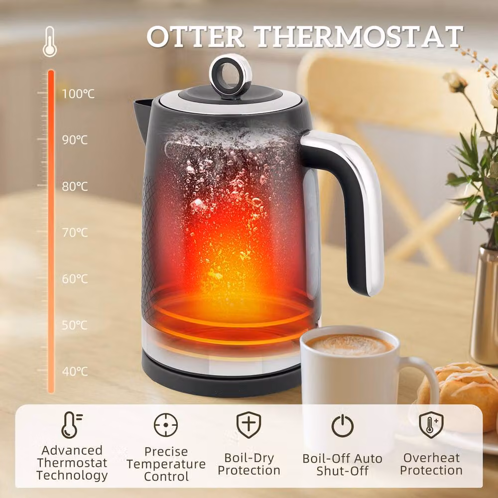 HOMCOM 3000W Rapid Boil Kettle and Toaster Set with Otter Thermostat in Black – 4