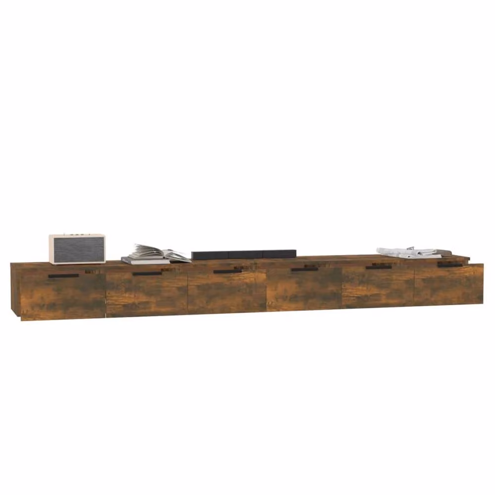 Berkfield Home Set of 2 Smoked Oak Wall Cabinets in Brown, W/D/H: 102 x 30 x 20 cm – 3
