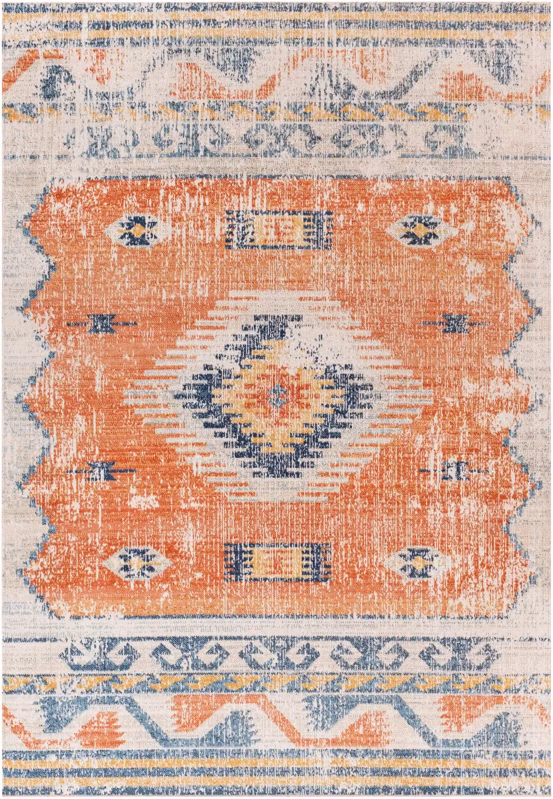 Livabliss Huntington Beach Global In- & Outdoor Rug in Burnt Orange, Blue and Beige, W: 80 cm, L: 220 cm – 2