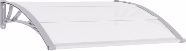 Berkfield Home Door Canopy in Grey and Transparent Polycarbonate and Aluminium, W: 120 cm, D: 80 cm
