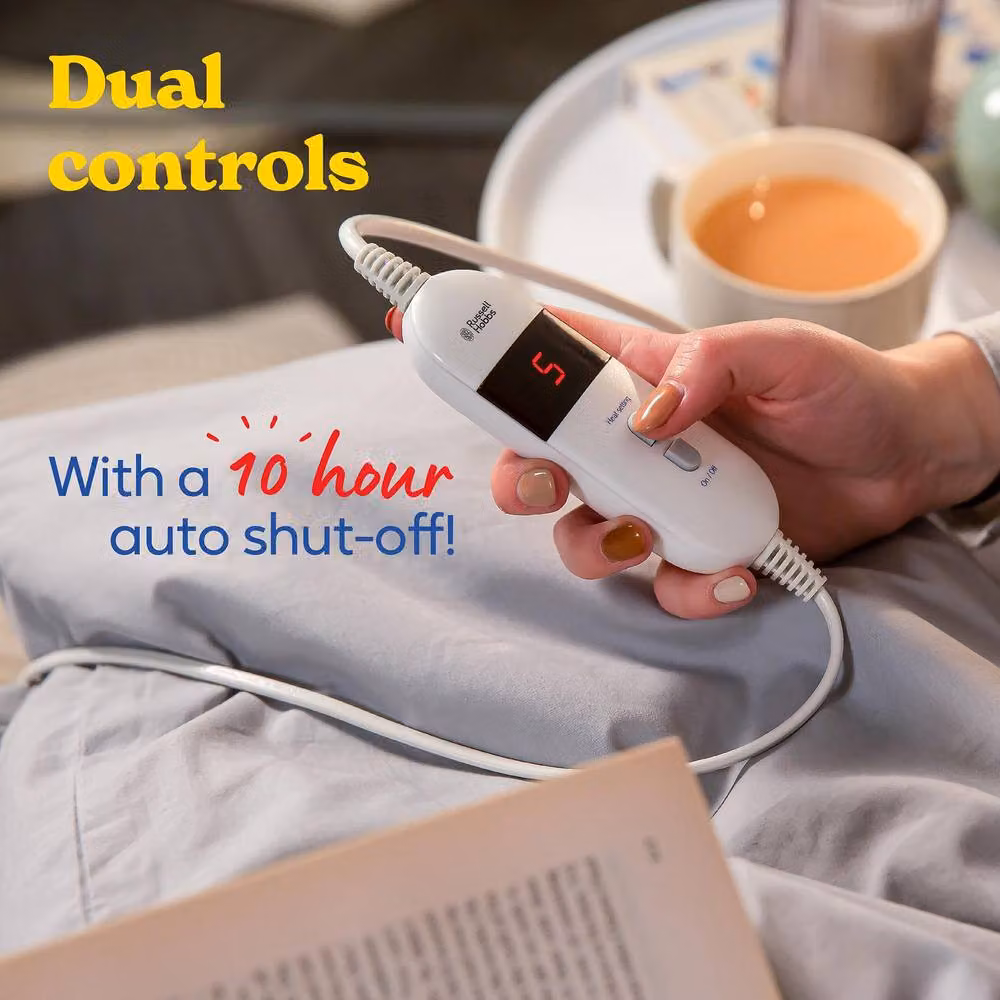 Russell Hobbs Sherpa Fleece Heated Double Fitted Underblanket in White, W/D/H: 135 x 190 cm – 3
