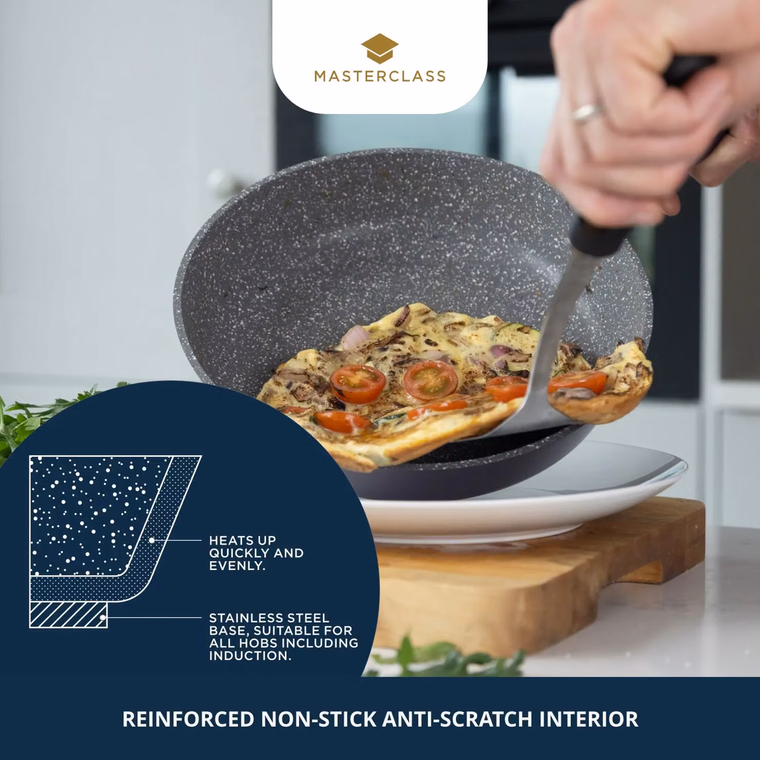 MasterClass Cast Aluminium Non-Stick Frying Pan, Purple, Diameter: 26 cm – 9