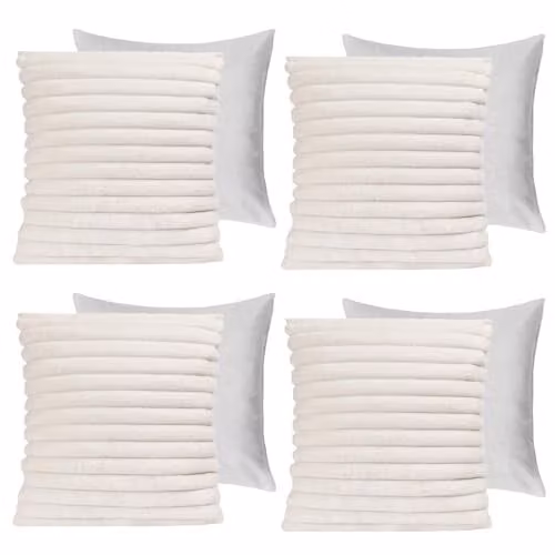 OHS Set of 4 White Faux Fur Square Scatter Cushions with Removable Covers, W/D/H: 45 x 45 x 45 cm