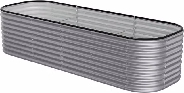 Livingandhome Silver Rectangular Metal Raised Garden Bed made of Corten Steel