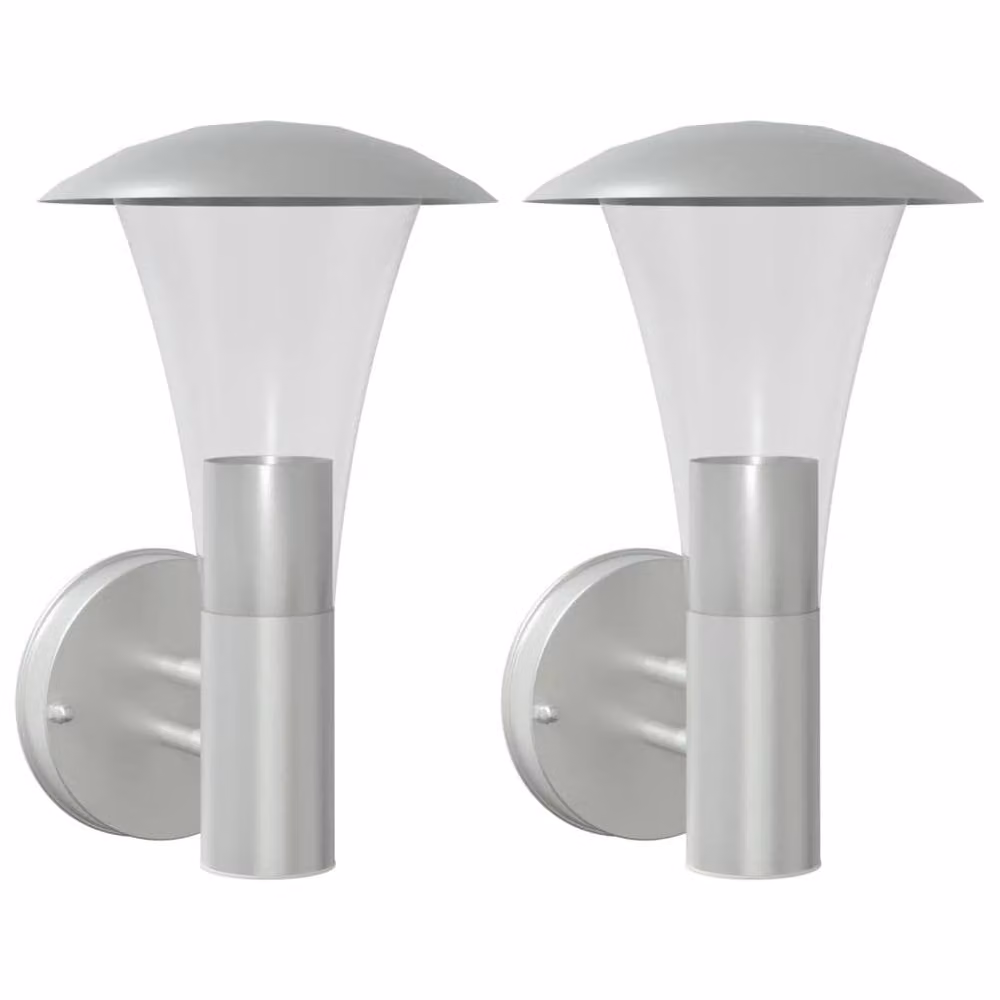 Berkfield Home Set of 2 Silver Stainless Steel Outdoor Wall Lights