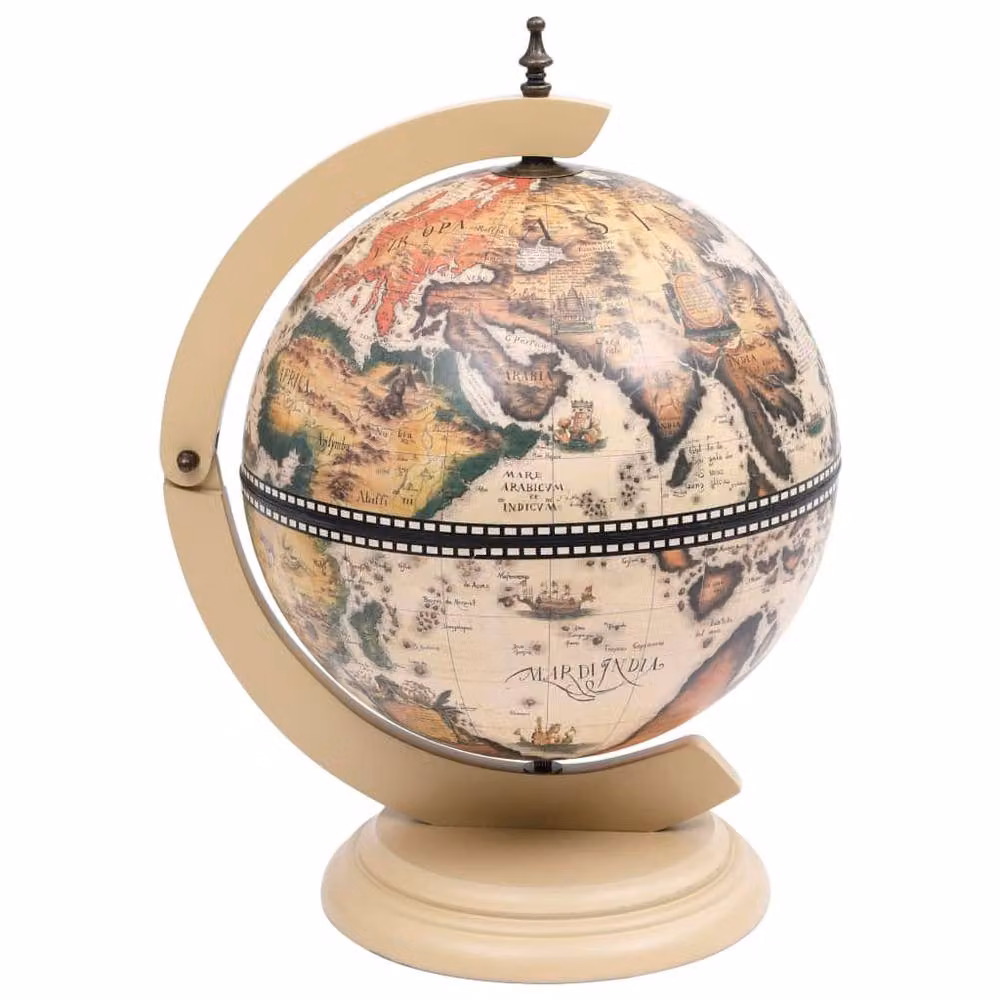 Berkfield Home Tabletop Globe Bar Wine Stand in White Eucalyptus Wood – 2