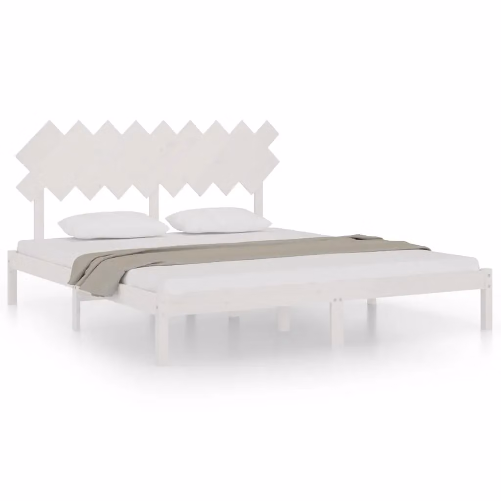 Berkfield Home Super King Size Solid Wood Bed Frame in White, 180 x 200 cm – 2