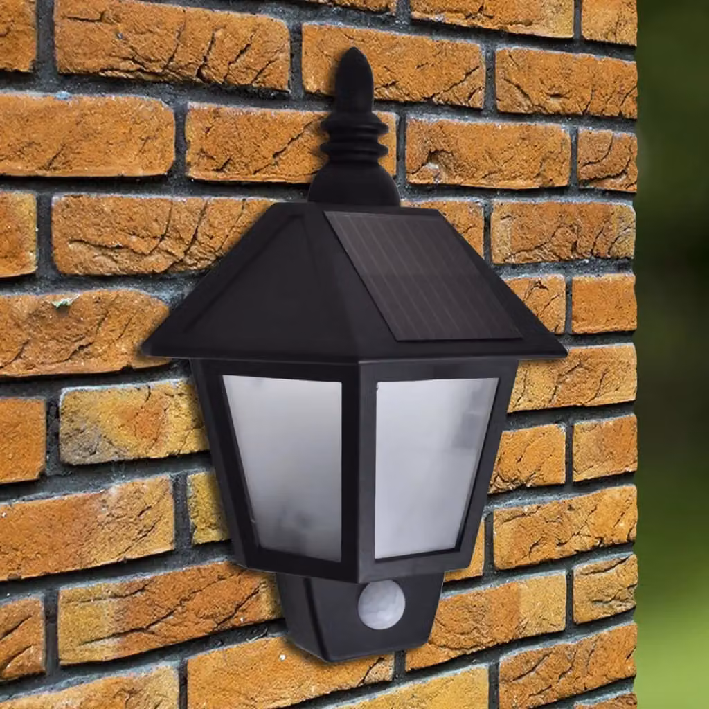 Berkfield Home Solar LED Wall Lamps with Motion Sensor, 2 Pack, Black – 2