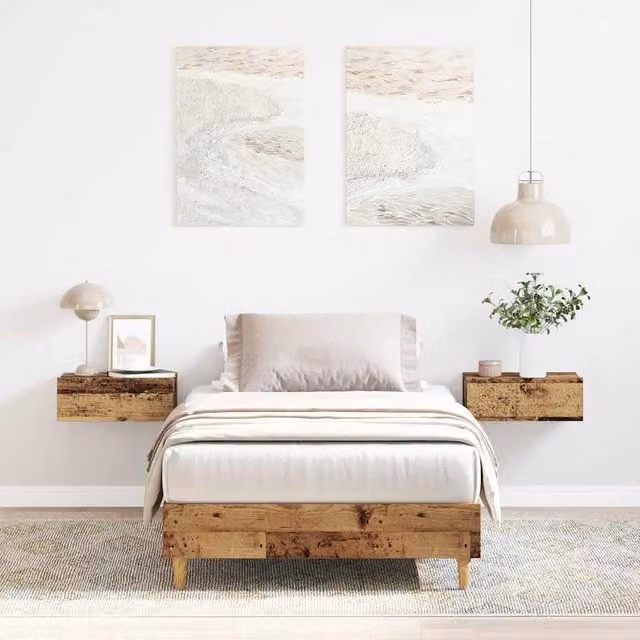 Berkfield Home Rustic Old Wood Bed Frame in Brown, W/D/H: 90 x 200 cm