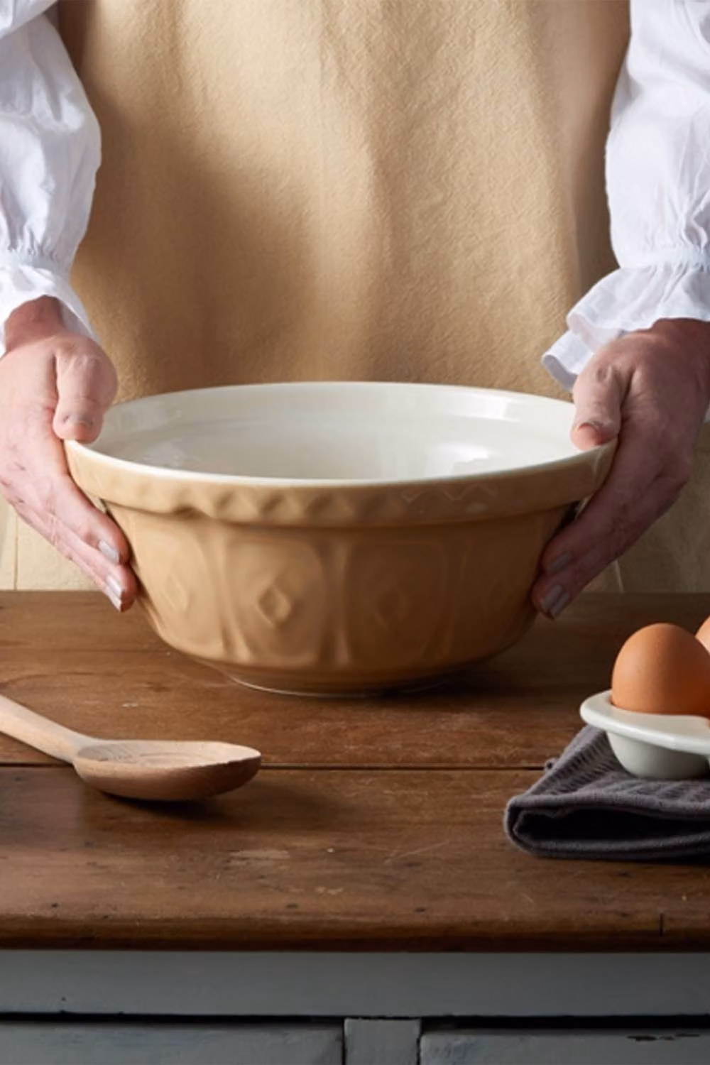 Mason Cash Original Cane S24 Ceramic Mixing Bowl, Beige, Diameter: 24 cm – 4