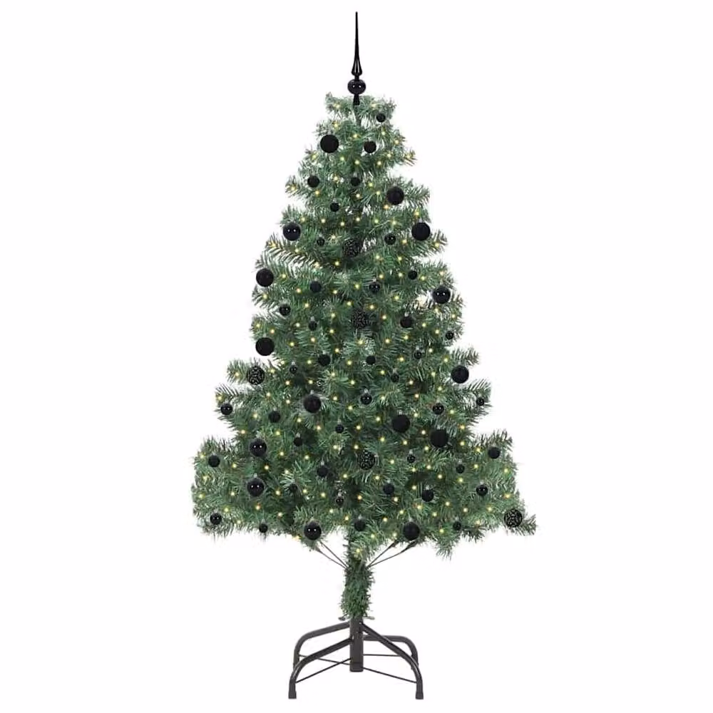 Berkfield Home Green PVC Christmas Tree with 300 LEDs and Stand, Height: 210 cm – 3