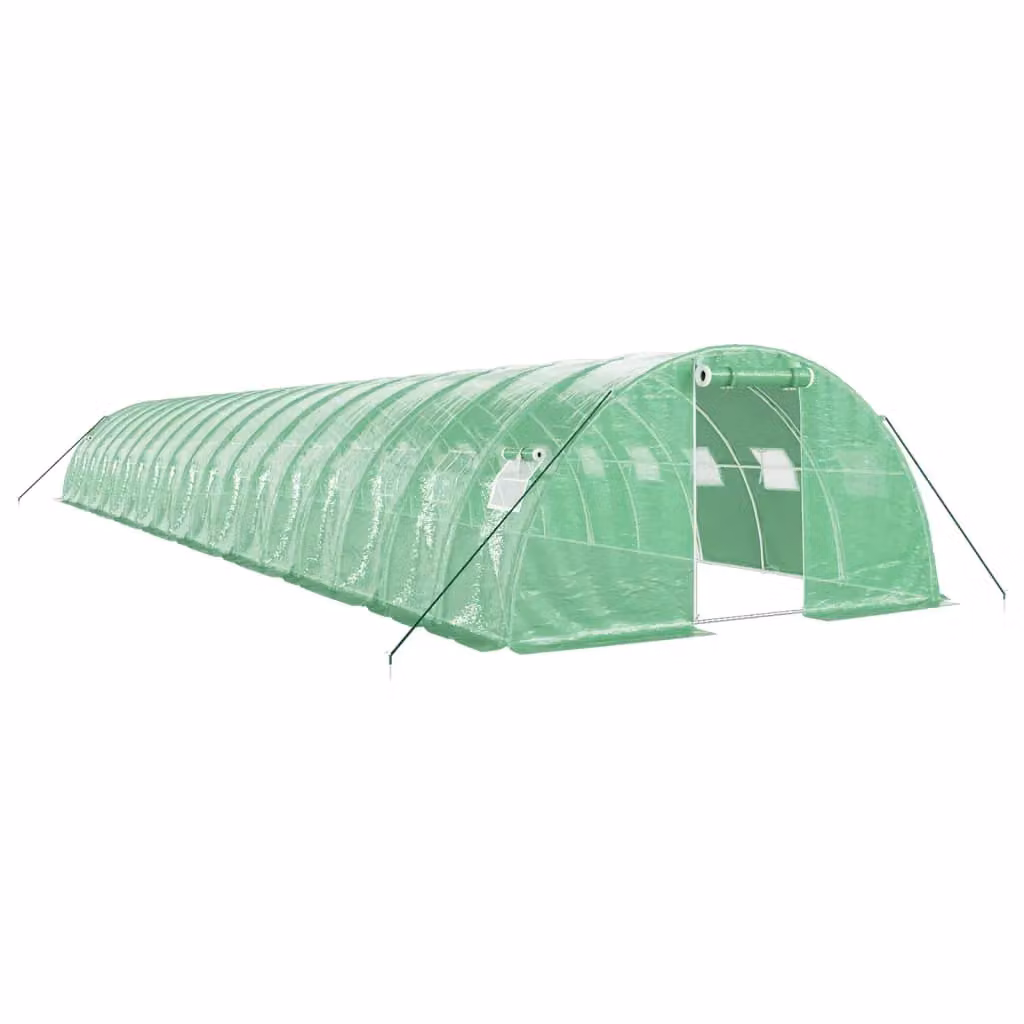 Berkfield Home Green Steel Frame Greenhouse with Plastic Windows, W/D/H: 18 x 4 x 2 m – 2